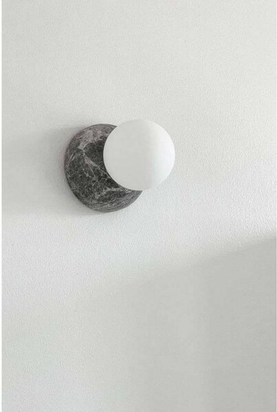 Globen Lighting Nástěnné světlo Torrano, šedé, Ø 13 cm, IP44, stmívatelný, Hliník / šedá / zinek, Obývací pokoj / jídelna, Kámen, Design, Koule