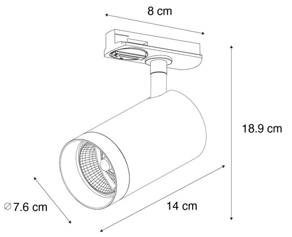 Moderní bodové světlo bílé pro 1-fázový kolejnicový systém 70mm - Iconic Jeana Luxe