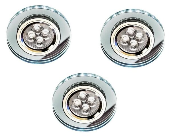 Set 3x stropní LED podhledové osvětlení CENTRALIA - 3xGU10, 50W + LED 2,1W, kulaté, bílé světlo