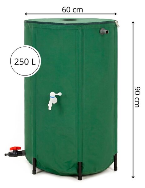 Skládací nádrž na dešťovou vodu 250 l SPRINGOS GA0271 zelená