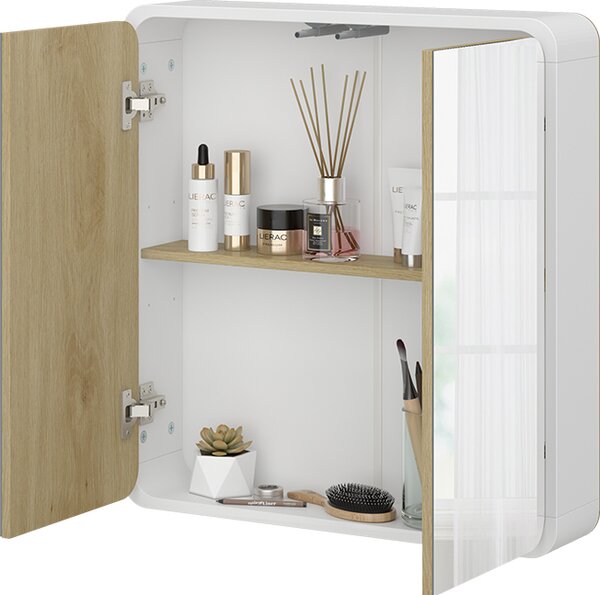 Koupelnová zrcadlová skříňka Vicco Arla Bílá/dub 60 x 60 cm, Model 50156