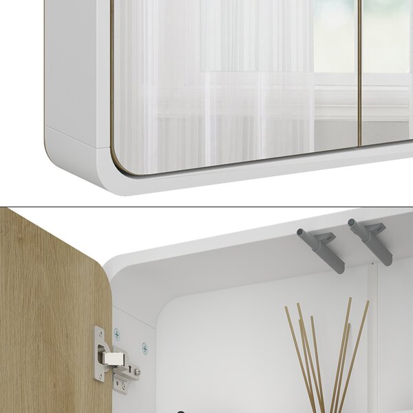 Koupelnová zrcadlová skříňka Vicco Arla Bílá/dub 60 x 60 cm, Model 50156