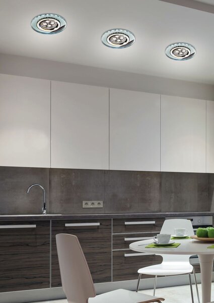 Set 3x stropní LED podhledové osvětlení CENTRALIA - 3xGU10, 50W + LED 2,1W, kulaté, bílé světlo