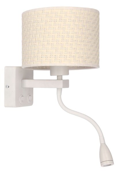 Nástěnná lampa se čtecím ramenem POLO - 1xE27, 40W + LED 2W, 3200K (teplá bílá), bílá / krémová
