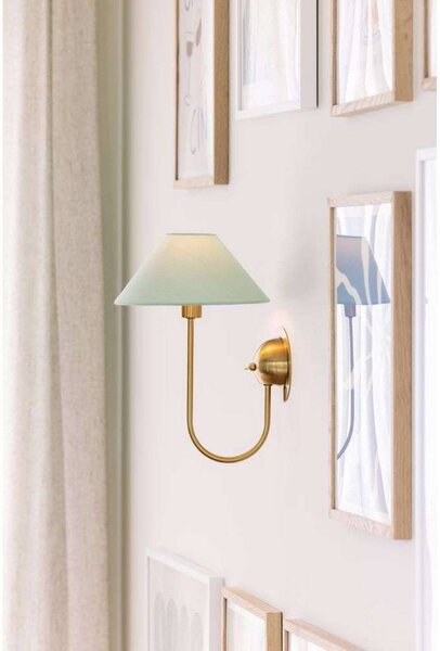 Globen Lighting Nástěnné světlo IRIS, zelené, výška 32 cm, Zelená, Obývací pokoj / jídelna, Textil / tkanina / hedvábí, Vintage, Nástěnné svítidlo