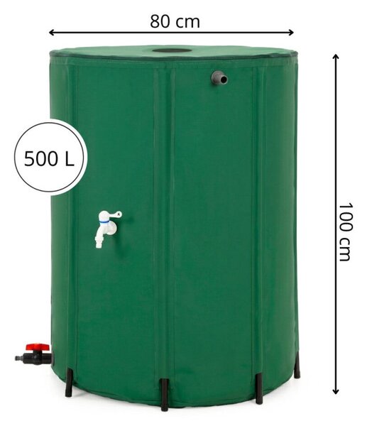 Skládací nádrž na dešťovou vodu 500 l SPRINGOS GA0272 zelená