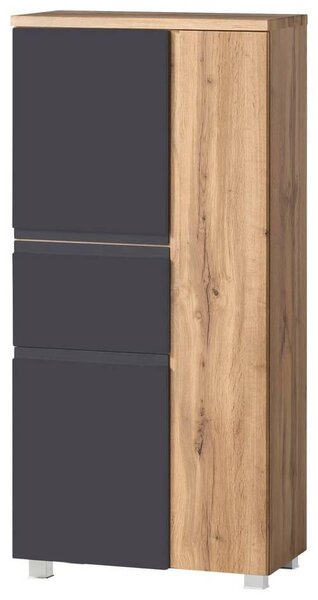 MIDI SKŘÍŇKA, šedá, dub wotan, 65/130/35 cm Held - Úzké skříňky do koupelny, Online Only