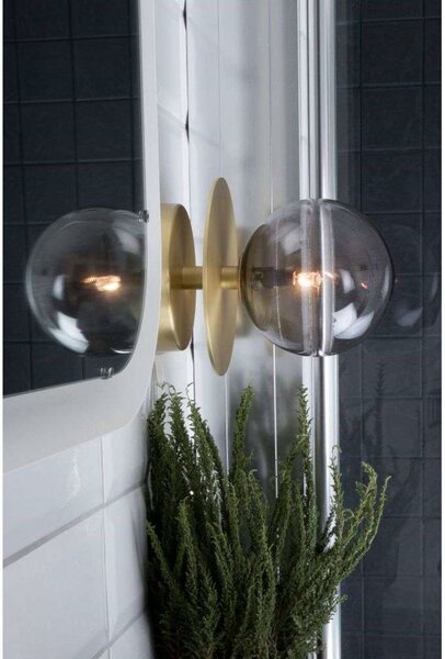 Globen Lighting Nástěnné světlo ART DECO, mosaz/šedá Ø 16 cm IP44, stmívatelný, Mosaz / zlato, Obývací pokoj / jídelna, kov, Design, Koule