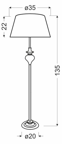 Moderní stojací lampa PRIMA - 1xE27, 60W, zlatá / černá