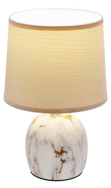 Moderní stolní keramická lampa ADELINA - 1xE14, 40W, bílá / zlatá / béžová