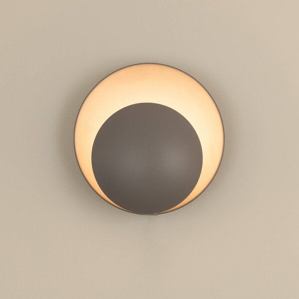 Globen Lighting Nástěnné světlo ORBIT, šedé, kov, Ø 30 cm, Hliník / šedá / zinek, Obývací pokoj / jídelna, kov, Moderní