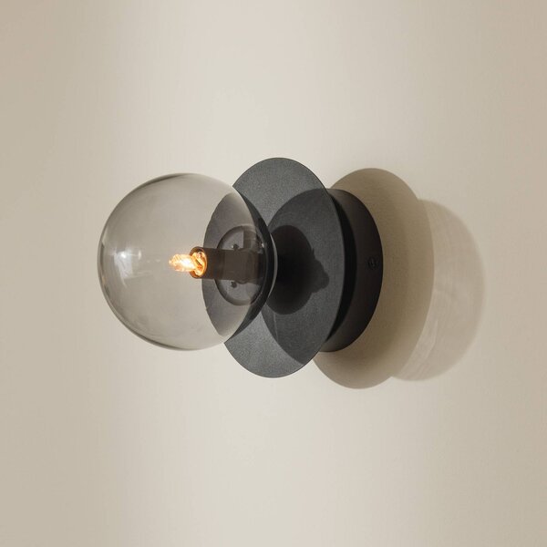 Globen Lighting Nástěnné světlo ART DECO, černá/šedá Ø 16 cm IP44, stmívatelný, Hliník / šedá / zinek, Obývací pokoj / jídelna, Sklo, Moderní