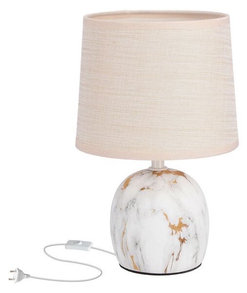 Moderní stolní keramická lampa ADELINA - 1xE14, 40W, bílá / zlatá / béžová
