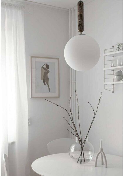 Globen Lighting závěsné světlo Torrano, hnědé, Ø 30 cm, stmívatelný, Hnědá / rez, Obývací pokoj / jídelna, Kámen, Design, Koule