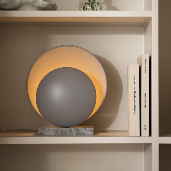 Globen Lighting stolní lampa ORBIT, šedá, mramor, výška 32 cm, Hliník / šedá / zinek, Obývací pokoj / jídelna, Kámen, Design