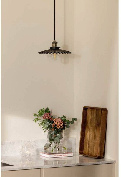 Globen Lighting závěsné světlo COBBLER, kouřově šedé, Ø 25 cm, stmívatelný, Hliník / šedá / zinek, Obývací pokoj / jídelna, Sklo, Vintage