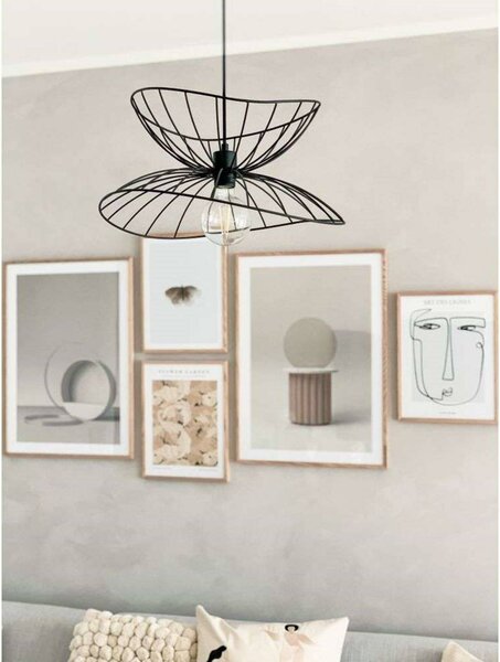 Globen Lighting Závěsné světlo RAY, černé, Ø 45 cm, stmívatelný, Černá, Obývací pokoj / jídelna, kov, Moderní