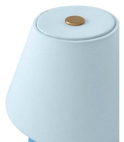 Globen Lighting stolní lampa na baterie IRIS, modrá, výška 23 cm, stmívatelný, Modrá, Obývací pokoj / jídelna, Textil / tkanina / hedvábí, Vintage