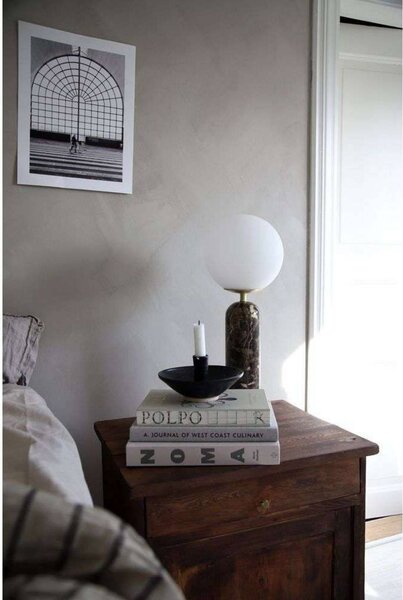 Globen Lighting stolní lampa Torrano, hnědá, výška 53 cm, Hnědá / rez, Obývací pokoj / jídelna, Kámen, Design, Koule