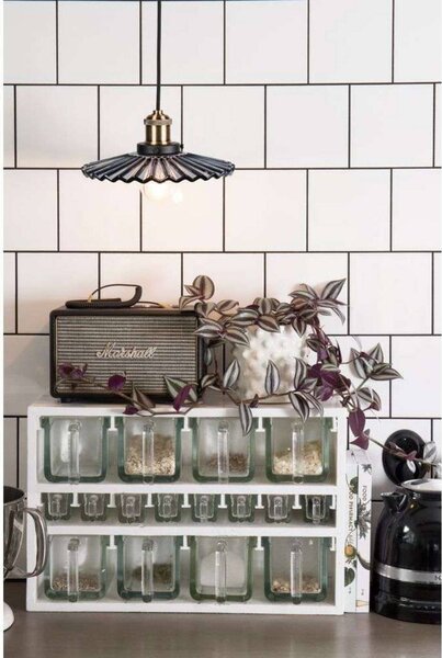 Globen Lighting závěsné světlo COBBLER, kouřově šedé, Ø 25 cm, stmívatelný, Hliník / šedá / zinek, Obývací pokoj / jídelna, Sklo, Vintage
