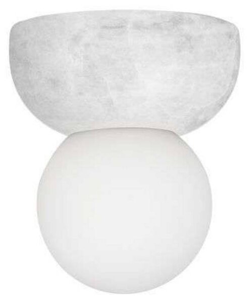Globen Lighting Nástěnné světlo Torrano, bílé, Ø 13 cm, IP44, stmívatelný, Bílá / opál, Obývací pokoj / jídelna, Kámen, Design, Koule