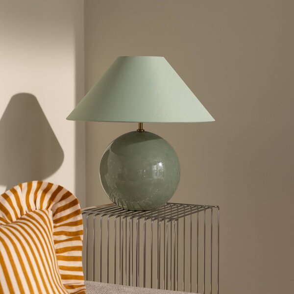 Globen Lighting stolní lampa IRIS, zelená, výška 45 cm, Zelená, Obývací pokoj / jídelna, Textil / tkanina / hedvábí, Skandinávský