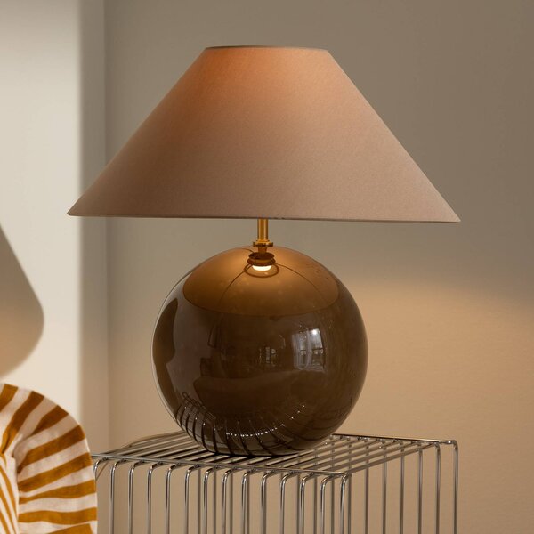 Globen Lighting stolní lampa IRIS, hnědá, výška 45 cm, Hnědá / rez, Obývací pokoj / jídelna, Textil / tkanina / hedvábí, Skandinávský