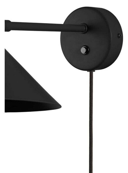 Globen Lighting Nástěnné světlo Cannes, černé, Ø 20 cm, Černá, Obývací pokoj / jídelna, kov, Skandinávský, Nástěnné bodové svítidlo