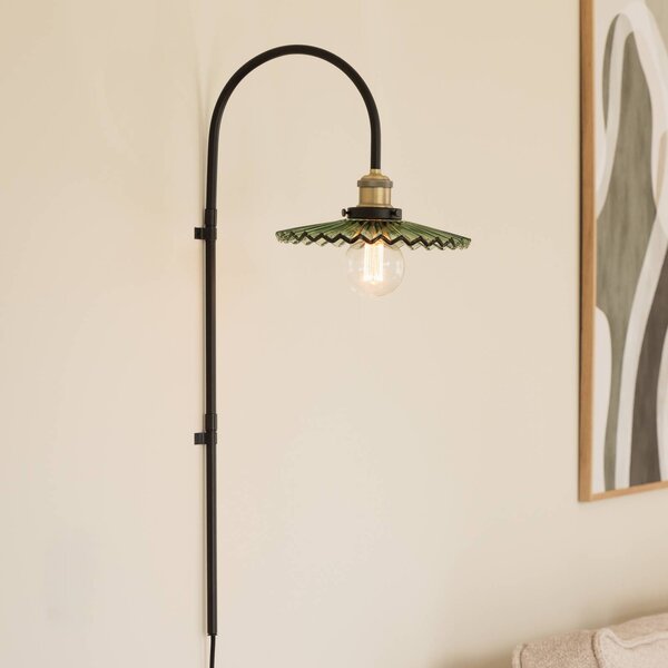 Globen Lighting Nástěnné světlo COBBLER, zelená, výška 75 cm, sklo, Černá, Obývací pokoj / jídelna, Sklo, Design