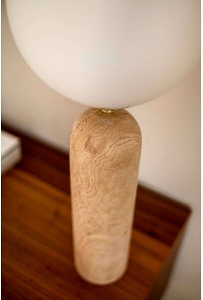 Globen Lighting stolní lampa Torrano Výška 53 cm Travertin, Krémová / jantar, Obývací pokoj / jídelna, Kámen, Design, Koule