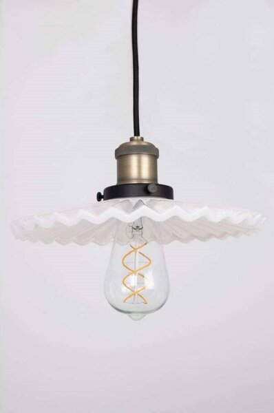 Globen Lighting závěsné světlo COBBLER, bílé, Ø 25 cm, stmívatelný, Bílá / opál, Obývací pokoj / jídelna, Sklo, Vintage