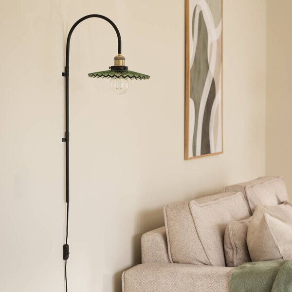 Globen Lighting Nástěnné světlo COBBLER, zelená, výška 75 cm, sklo, Černá, Obývací pokoj / jídelna, Sklo, Design