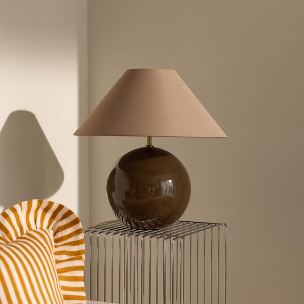 Globen Lighting stolní lampa IRIS, hnědá, výška 45 cm, Hnědá / rez, Obývací pokoj / jídelna, Textil / tkanina / hedvábí, Skandinávský
