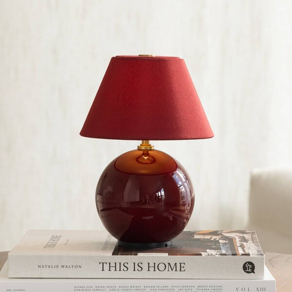 Globen Lighting stolní lampa na baterie IRIS, červená, výška 23 cm, stmívatelný, Červená, Obývací pokoj / jídelna, Textil / tkanina / hedvábí, Skandinávský