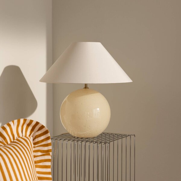Globen Lighting stolní lampa IRIS, krémová, výška 45 cm, Krémová / jantar, Obývací pokoj / jídelna, Textil / tkanina / hedvábí, Skandinávský