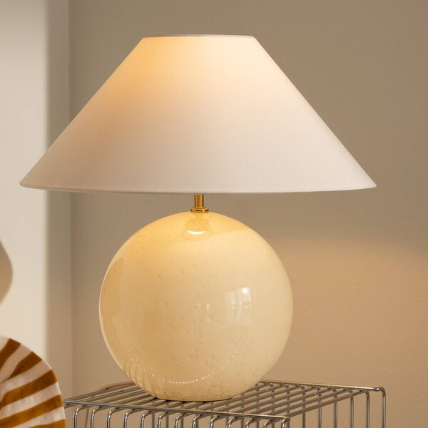 Globen Lighting stolní lampa IRIS, krémová, výška 45 cm, Krémová / jantar, Obývací pokoj / jídelna, Textil / tkanina / hedvábí, Skandinávský