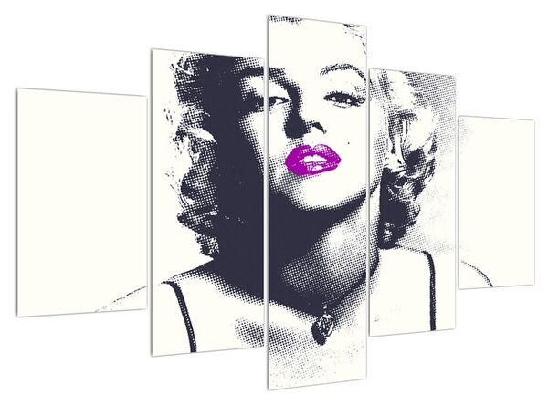 Obraz Marilyn Monroe s fialovými rty (150x105 cm)