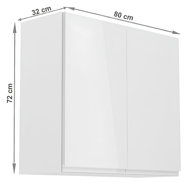 KONDELA Horní skříňka, bílá / bílý extra vysoký lesk, AURORA G80