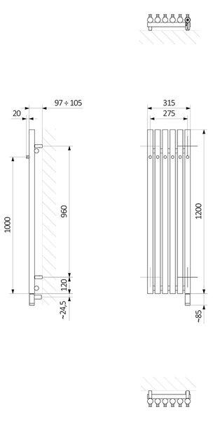 Oltens Stang elektrický radiátor s topným tělesem 120x31.5 cm bílá 55134000