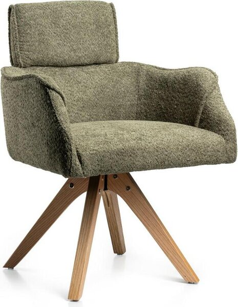 HowHomely | Židle do jídelny - Otočná židle - Ambra - Zelená - Ergonomická kancelářská židle - Ideální do jídelny a kanceláře