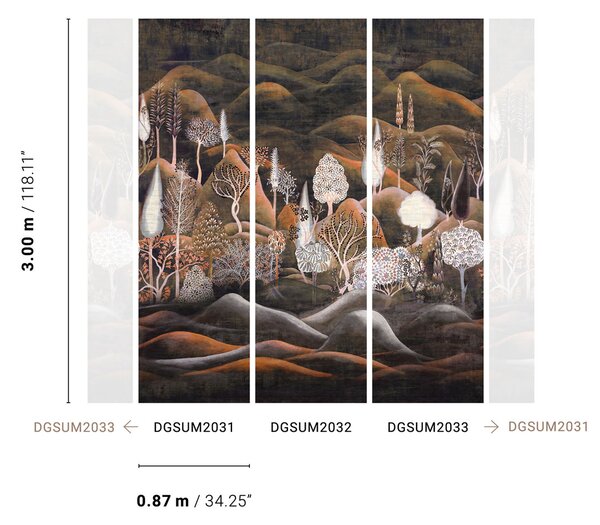 Vliesová obrazová tapeta s krajinou a stromy, DGSUM2032, Summer, Khroma by Masureel