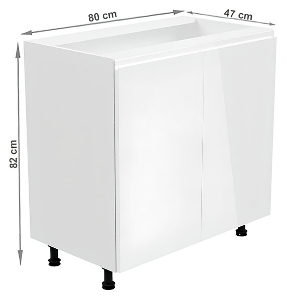 KONDELA Spodní skříňka, bílá / bílá extra vysoký lesk, AURORA D80