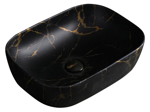 BPS-koupelny Keramické umyvadlo na desku HYD-MO-MTB-MAR3-455 45,5x32,5 cm, černý mramor