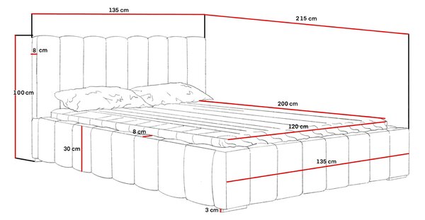 Čalouněné jednolůžko 120x200 s úložným prostorem BURKE - vanilkové