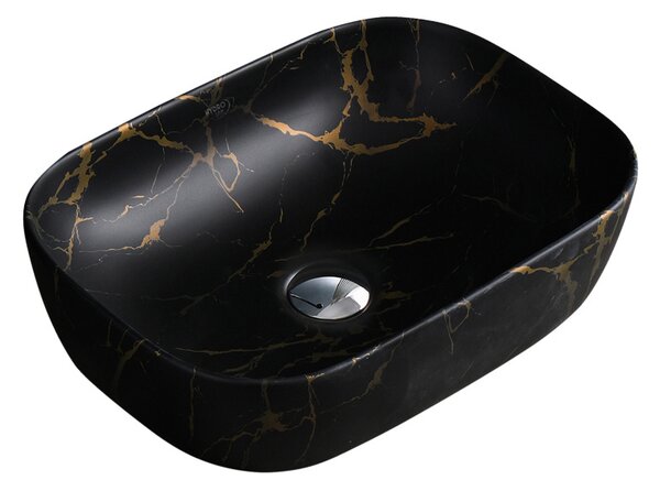 BPS-koupelny Keramické umyvadlo na desku HYD-MO-MTB-MAR3-455 45,5x32,5 cm, černý mramor