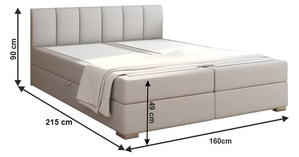 KONDELA Boxspringová postel 160x200, světle šedá, RIANA KOMFORT