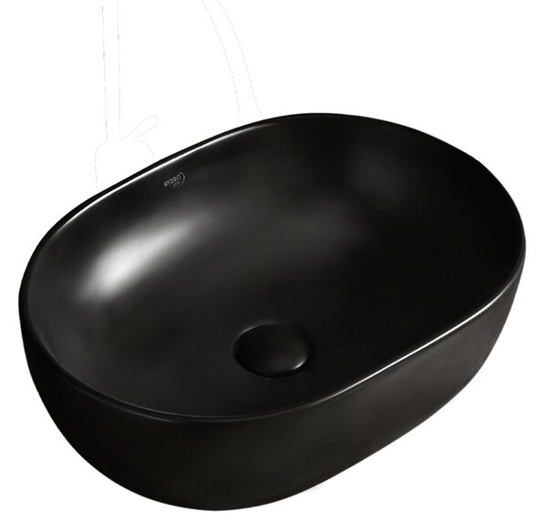 BPS-koupelny Keramické umyvadlo na desku HYD-NO-MTB-480 48x34,5 cm, černé matné