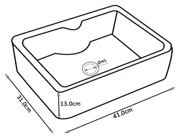 BPS-koupelny Keramické umyvadlo na desku HYD-EE-WH-410 41x31 cm, bílé