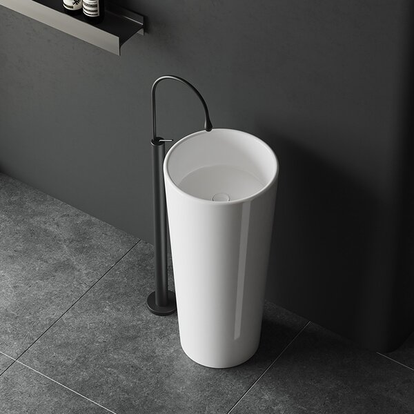 BPS-koupelny Volně stojící keramické umyvadlo HYD-LO-WH-WOF-400 ø40 cm, bílé