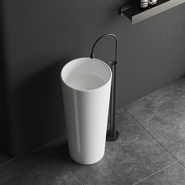 BPS-koupelny Volně stojící keramické umyvadlo HYD-LO-WH-WOF-400 ø40 cm, bílé